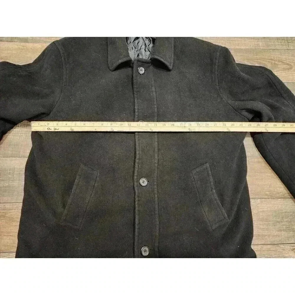 Ralph Lauren Cashmere Wool Overcoat Mens Black 42R Button Sport Trench Long Coat - Picture 6 of 8